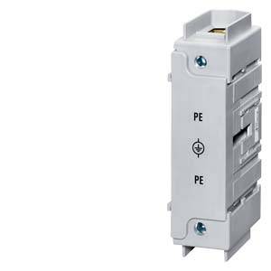 Ein weißer Überspannungsschutz für elektrische Installationen mit der Kennzeichnung 'PE' und einem Blitzsymbol in der Mitte.