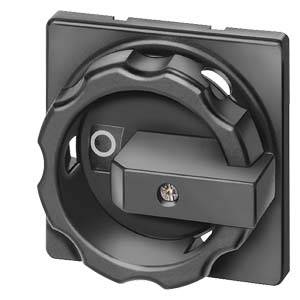 Ein schwarzer, quadratischer Drehknopf mit Griff, entwickelt für präzises Bedienen oder Einstellen in technischen Geräten oder Maschinen.