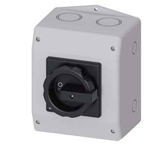 Grau-weißer Drehschalter in einem rechteckigen Gehäuse, geeignet für industrielle Anwendungen oder elektrische Steuerungen.