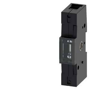 Schwarzer elektrischer Modulblock mit transparentem Mittelteil, seitlich montierbar. Geeignet für industrielle Anwendungen.