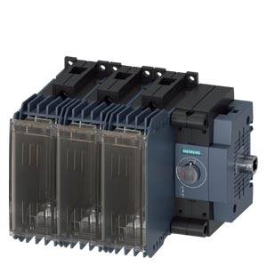 Ein elektrisches Schaltgerät mit mehreren Schaltern und einem Drehknopf an der Seite, montiert auf einer grauen Basis.