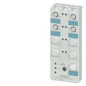 Steckmodul für elektrische Anschlüsse mit sechs runden Ports, blauen Markierungen und Siemens-Logo, Modellnummer '3RK1903-0AA00'.