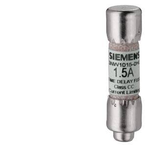 Siemens Sicherung, 3NW1015-0HG, 1.5A; Typ: NEOZED; farbig markiert, zylindrische Form, verwendet zur Strombegrenzung in elektrischen Schaltungen.
