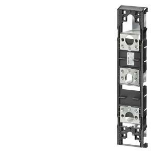 Eine schwarze Modulleiste mit mehreren quadratischen Öffnungen, geeignet für elektronische Bauteile, vor weißem Hintergrund.