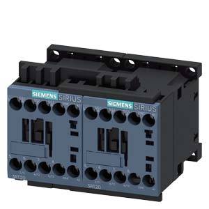 Zwei Module des Siemens Sirius Schützsystems, Modell 3RT20, abgebildet in einer hellblauen und schwarzen Farbkombination.