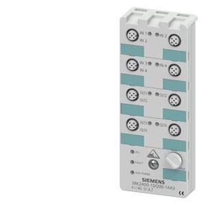 Ein modulares I/O-Modul mit acht Steckverbindungen für den industriellen Einsatz. Markenlogo und Modellnummer unten sichtbar.