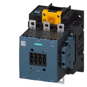 Ein elektrischer Schützkontaktor von Siemens, Modell Sirius, in Blau und Schwarz.