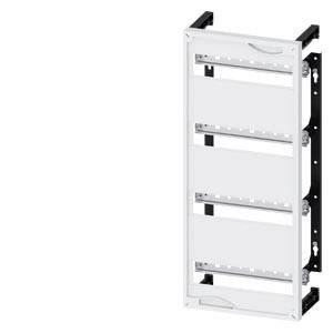 Weiße, rechteckige Schalttafelhalterung aus Metall und Kunststoff mit mehreren Schlitzen zur Befestigung von Geräten oder Modulen.