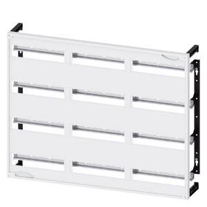 Ein weißer Metallrahmen mit mehreren horizontalen Schlitzen, geeignet für industrielle oder technische Anwendungen.