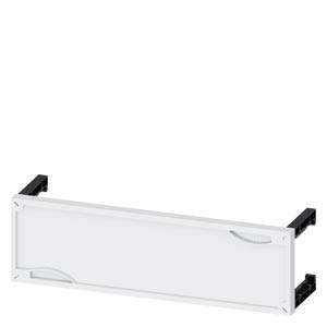 Metall-Halterung mit einer weißen rechteckigen Abdeckung, möglicherweise Teil eines Möbelstücks oder einer technischen Konstruktion.