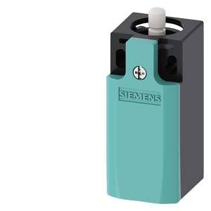 Schalter mit blauem Gehäuse und Siemens-Logo, rechteckige Form, oben ein weißer Knopf.