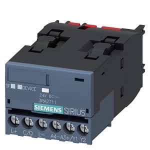 Ein elektrisches Schütz der Marke Siemens Sirius, Modell 3RA2711, für Schaltanwendungen; zeigt Anschlüsse und technische Details.