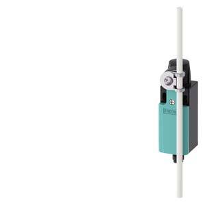 Ein türkisfarbener Schalter mit Hebelmechanismus an einem schwarzen Gehäuse, links mit einer vertikalen Stange verbunden.