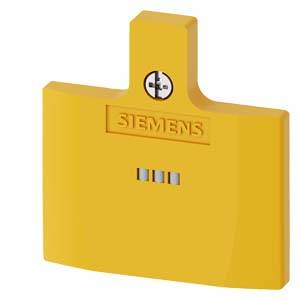 Gelbes Gerät mit 'Siemens'-Logo oben, rechteckige Form, breiter Boden, schmaler oben, silberne Metallschraube in der Mitte.