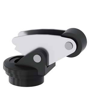 Plastikrollenbock für Möbel mit festem Kunststoffrad, schwarz und grau, geeignet für leichte Transportanwendungen.