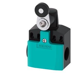 Ein rechteckiger Kippschalter in Schwarz und Türkis mit sichtbaren Schraubenkontakten, von 'SIEMENS', vor weißem Hintergrund.