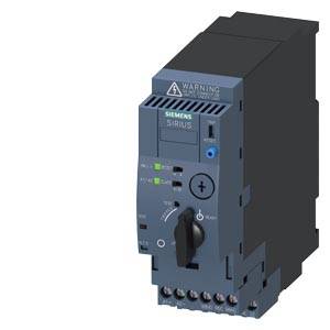 Abbildung eines Siemens Sirius Softstarters, Modell mit schwarzem Gehäuse, Anzeigelampen und Bedienelementen auf der Vorderseite.