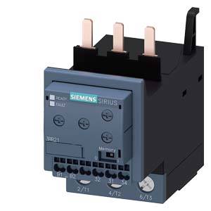 Siemens Sirius Überlastrelais mit mehreren Anschlüssen und Schalter, geeignet für den Schutz von Elektromotoren vor Überlastung.