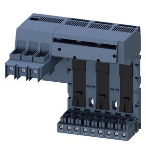 Ein elektrisches Bauteil mit drei schwarzen Schaltern und einem grauen Gehäuse, das zur Steuerung von Leistungsströmen verwendet wird.