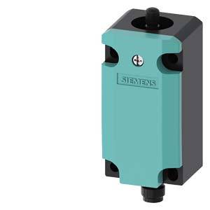 Ein rechteckiger, türkisfarbener Sensor von Siemens mit schwarzem Drehknopf, vermutlich ein Teil einer industriellen Steuerungseinheit.