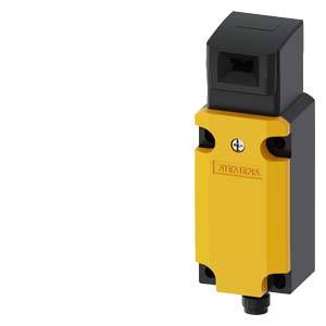 Ein gelber Siemens-Endschalter mit rechteckigem Gehäuse und einem schwarzen, rechteckigen Betätigungskopf.