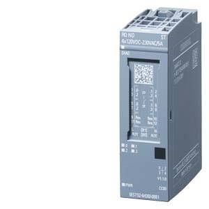 Kompaktes elektrisches Modul mit grauem Gehäuse, zeigt an der Vorderseite technische Spezifikationen und diverse Anschlüsse.