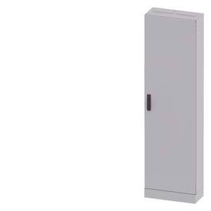 Ein grauer, schmaler Schrank mit einer Tür und einem Griff, auf weißem Hintergrund. Es hat eine schlichte, funktionale Gestaltung.