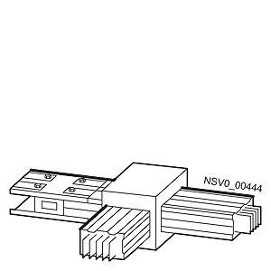 Eine technische Zeichnung einer elektrischen Steckverbindung mit mehreren Leitungen, montiert auf einer Schiene, mit der Beschriftung 'NSV0_00444'.