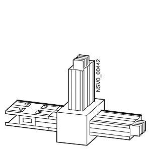 Ein technisches Diagramm eines T-Verbinders mit drei ineinandergreifenden Aluminiumprofilen. Der Code 'NSV0_00442' ist zu sehen.