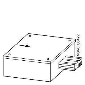 Ein rechteckiges elektronisches Bauteil mit einem Pfeil auf der Oberseite, das auf ein bestimmtes Pin des Steckers zeigt.