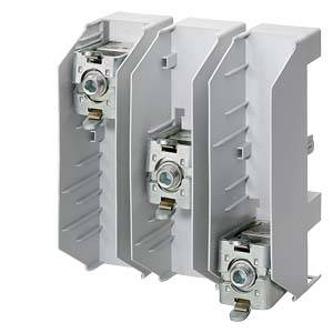 Drei graue elektronische Komponenten, die nebeneinander montiert sind, mit metallischen Details und Schraubanschlüssen.