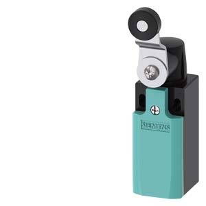 Ein elektrischer Schalter von Siemens mit schwarzem und türkisfarbenem Gehäuse und einem runden, metallischen Betätigungshebel.