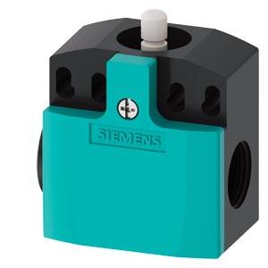 Ein blaues, quadratisches Siemens-Ventilgehäuse mit schwarzem oberen Teil, mehreren Anschlüssen und einem zentralen, weißen Knopf.