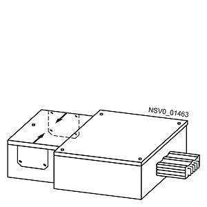 Technische Zeichnung eines rechteckigen Bauteils mit Steckverbindungen und Pfeilen, die den Luftstrom anzeigen.