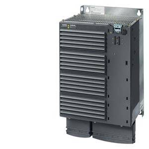 Ein grauer Industriestromrichter mit Lüftungsschlitzen, montiert auf einer Metallplatte. Er dient zur Regelung von elektrischen Antrieben.