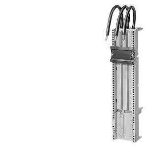 Modulares System mit drei vertikal angeordneten Leitungen und Halterung, geeignet für elektrische Installationen.