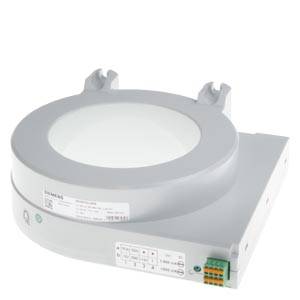 Ein weiß-grauer, ringförmiger elektrischer Bauteil von Siemens, verwendet für Strommessungen in hoher Präzision.