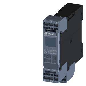 Ein elektrisches Siemens Gerät, wahrscheinlich ein Schütz oder Relais, in Schwarz und Grau mit Tasten und Anzeigen an der Vorderseite.