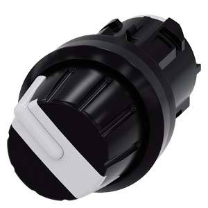 Ein schwarzes elektrisches Bauteil mit weißen Markierungen, zylindrische Form. Möglicherweise ein Drehregler oder Schalter.