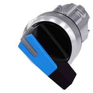 Ein Schalter mit blauem und schwarzem Hebel. Der Schalter scheint drehbar zu sein und könnte für mechanische oder elektrische Steuerungen verwendet werden.