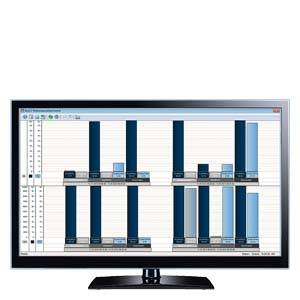 Ein Computerbildschirm zeigt ein Balkendiagramm mit vier Gruppen von Balken, die statistische Daten vergleichen.
