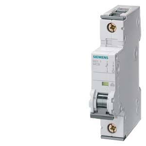 Ein einpoliger Siemens-Leitungsschutzschalter mit weißem Gehäuse, seitlich sichtbar. Geeignet zur Absicherung elektrischer Schaltkreise.