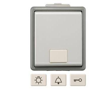 Lichtschalter mit drei Symbolen darunter: Sonne, Glocke, Schlüssel.