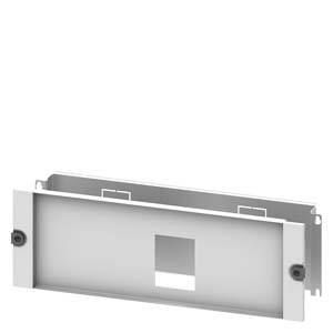 Rechteckige Abdeckplatte mit einer zentralen quadratischen Öffnung und seitlichen Befestigungslöchern, für die Montage an einer Wand.