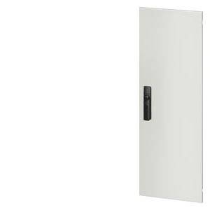 Weiße geschlossene Tür mit einem schwarzen Griff, vor einem neutralen Hintergrund.