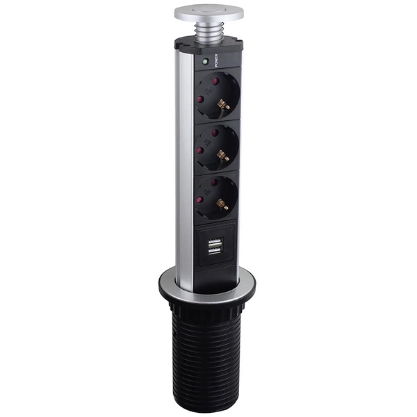 LEDmaxx TSD001 Steckdosenturm 3fach Aluminium, Schwarz 1St. LEDmaxx TSD001 Steckdosenturm 3fach Aluminium, Schwarz 1St.