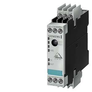 Ein elektrisches Siemens-Gerät, wahrscheinlich ein Schütz oder Schaltgerät, in vertikaler Position mit sichtbaren Anschlussklemmen.