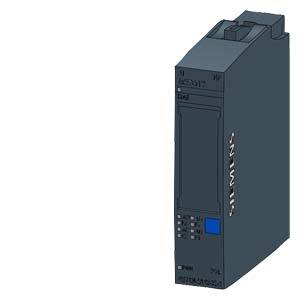 Eine graue Siemens-SIMATIC-S7-Steuerungseinheit, vertikal abgebildet, mit Anschlüssen oben.