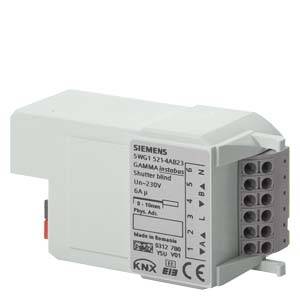 Ein Siemens Schaltaktor-Modul, Modellnummer 5WG1521-1AB21, für die Hutschienenmontage im KNX-System, geeignet für 230V, 6A.