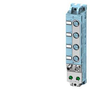 Industriekomponente, schlankes, vertikales Modul mit blauen Anschlüssen und Lichtern; primär für technische oder elektrische Anwendungen.
